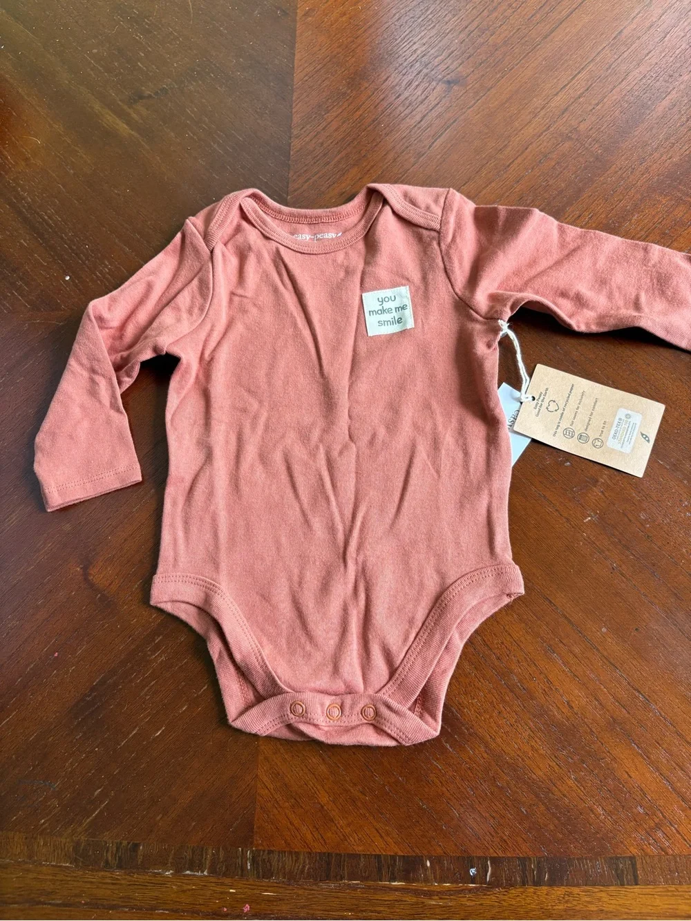 NWT Easy Peasy Organic Cotton Long-Sleeve Bodysuits - Rust & Sage Stripe TR10
